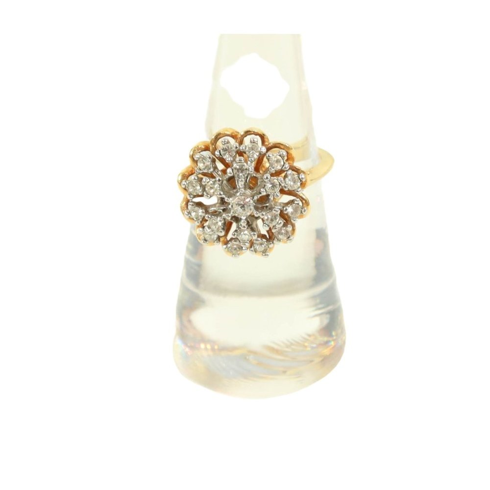 ANA BEKOACH Size 6.5 18k Heavy Gold Electroplate Rhinestone Flower Cocktail Ring